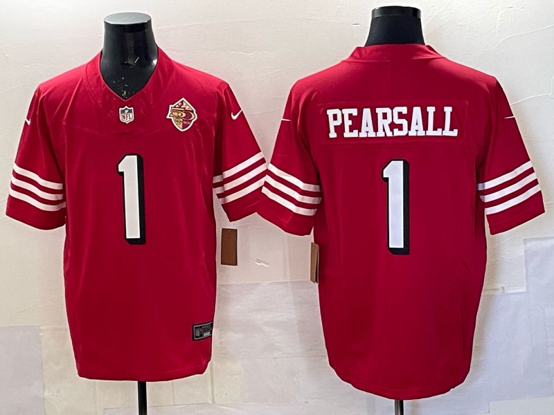 Men 2025 San Francisco 49ers #1 Pearsall red 3th generation Nike Limited NFL Jersey style  0014